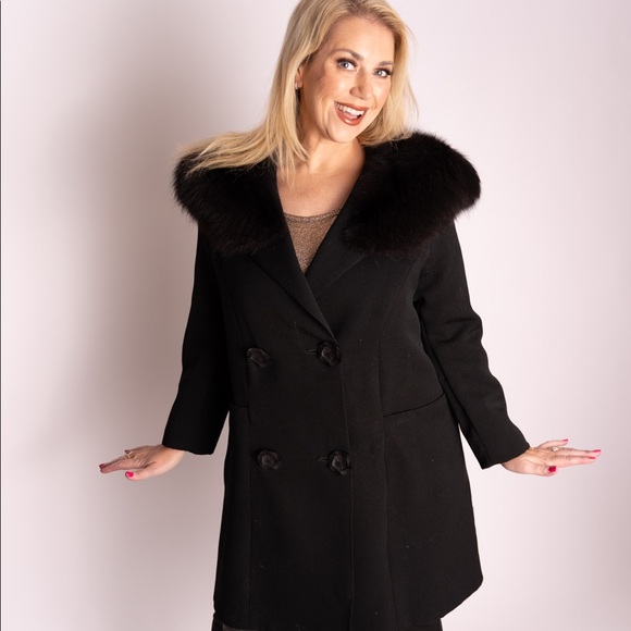 1960’s vtg coat w fox fur L - Picture 1 of 9